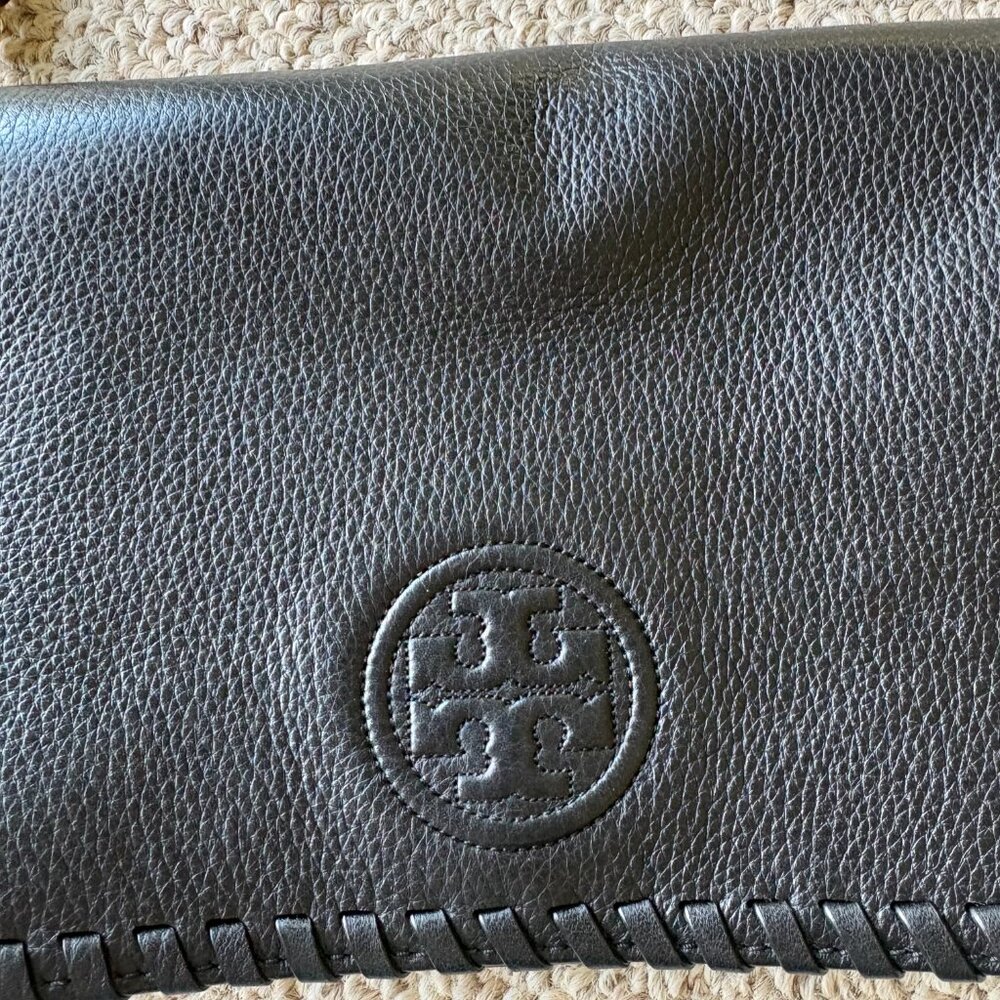 Tory Burch Marion Combo Crossbody Bag Black Leather Whipstitch Classic - Picture 3 of 11